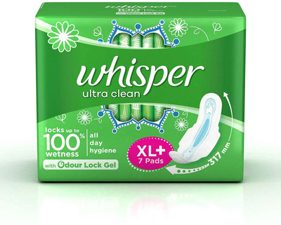 

Whisper Ultra clean Sanitary Pads XL Plus Wings 7 Pieces Pack Sanitary Pad