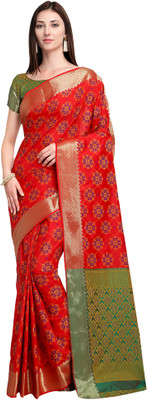 Ratnavati Woven Patola Silk Blend Saree(Red)