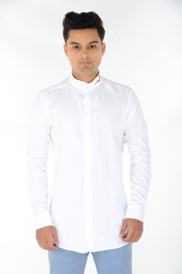 PEARL OCEAN Men Solid Casual White Shirt