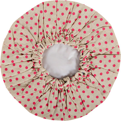 

Kanyoga Premium Quality 100% Cotton Printed shower Cap- Beige Magenta Polka Dot Print