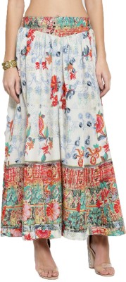 Sera Floral Print Women Regular White Skirt