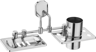 

Kanzariya SOAP DISH WITH TOOTHBRUSH & PASTE HOLDER(Silver)
