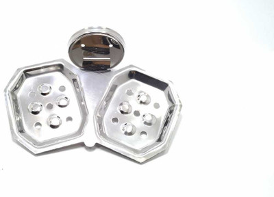 

INTERIOR VILLA One piece Stainless Steel Two Soap Dish Holder (Silver)(Silver)