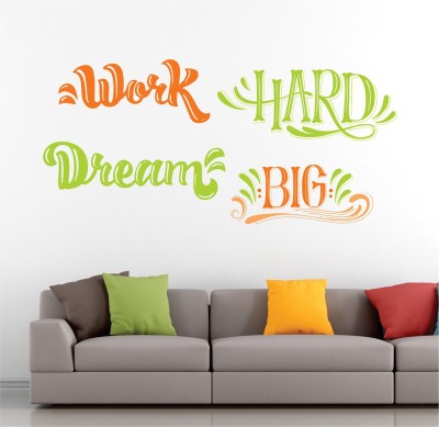 StickMe 95 cm Work Hard Dream Big Inspirational Motivational Quotes Wall Sticker-SM518 Self Adhesive Sticker(Pack of 1)