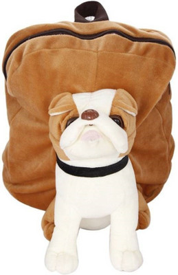 KIDDIETOWN Bull Dog Plush School Bag - 36 cm(Brown, White)