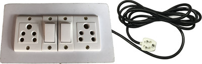 Engarc Extension Wooden Board (2 Socket,2Switch) 5A 3 Meter Wire 2  Socket Extension Boards(White, 3 m)