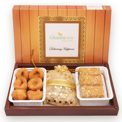 

Ghasitaram Gifts Lohri Sweets-Khajoor, Revadi and Gachak Hamper(600 g, Box)