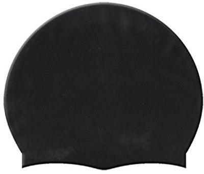 

THE MORNING PLAY KIDS AND ADULT FREE SIZE High Quality Silicone Swimming BLACK Swimming Cap(Black, Pack of 1)