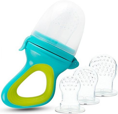 

quality fruit feeder baby feeding bottle food feeder baby fruit feeder(Blue, parrot green)