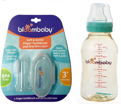 

Bloombaby Finger Tooth-brush and large Microwave safe feeding bottle with extra LSR Nipple Ultra Soft Toothbrush(Pack of 2)