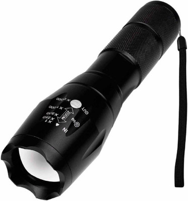 Life Friends LED Zoomable Flashlight With Aluminium Body Rechargeable Battery Torch(Black, 7, Rechargeable)