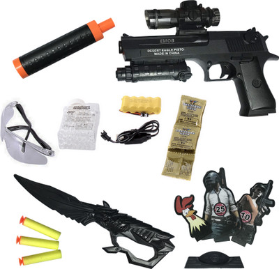 

Emob High Speed Battery Operated Shooting Water Crystal Jelly Balls Air Pistol Gun Toy With Rechargeable battery(Black)
