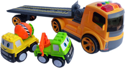 

HALO NATION Car Carrier Toy Truck with 2 Mini Construction Trucks - Carrier Truck | Load ruck | Transport Truck | Loader Truck | Haul Carrier Truck(Multicolor)