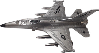 

Kaizen Metal Die Cast Pull Back Airplane Aircraft Fighter Jet Alloy Body for Kids 7inch (Silver colour)(Silver)
