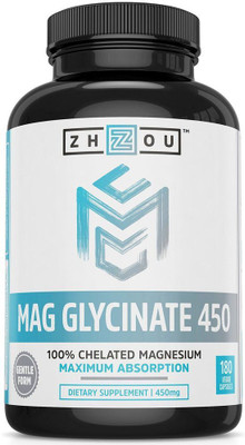 

Zhou Nutrition Magnesium Glycinate Chelate 450 mg 180 Capsules(180 No)