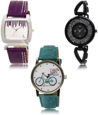 Red Robin LR-207-211-229 Premium Quality Collection Latest Set of 3 Stylish Attractive Professional Designer Combo Analog Watch - For Women