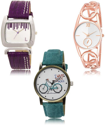 Red Robin LR-207-213-229 Premium Quality Collection Latest Set of 3 Stylish Attractive Professional Designer Combo Analog Watch - For Women