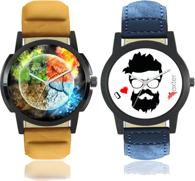 Talgo "4 Elements of Earth" Printed and "Beard" Printed Analog Dial New Trending Combo of 2 Watch Talgo 2017 New Special (Combo) Collection Of 4 Elements of Earth Printed And Beard Printed On Round Shaped Black Dial Analogue Stylish Looked Leather Strap Trendy And New Special Production First Time E