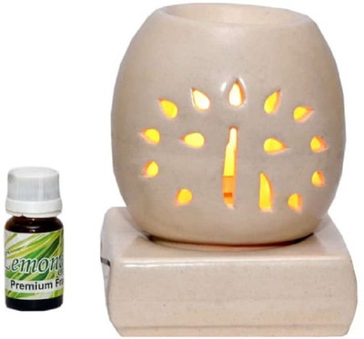 Grey Store Indian Handcrafted Electric Aroma Ceramic Diffuser Air Diffuser With Fragrance Oil (10 ML) White Colour Air Freshner Diffuser Set Ceramic Diffuser(10 ml)