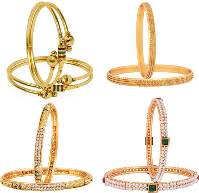 ZENEME Alloy Gold-plated Bangle Set(Pack of 8)
