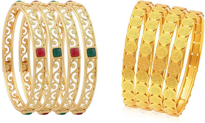 ZENEME Alloy Gold-plated Bangle Set(Pack of 8)