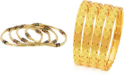 ZENEME Alloy Gold-plated Bangle Set(Pack of 8)