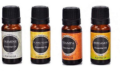 

Karma Set of 4, 100% Pure Therapeutic Essential Oils Champa Ylang Ylang Bergamot Jasmine Essential Oil 10ml(10 ml)