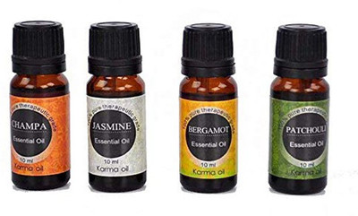 

Karmakara Set of 4, 100% Pure Therapeutic Essential Oils Champa Jasmine Bergamot Patchouli Essential Oil 10ml(10 ml)