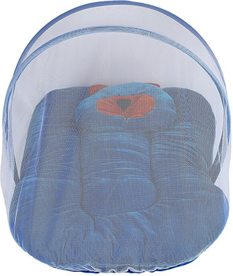 

Baby Corn Velvet Sleeping Bed Mosquito Protector Cum Sleeping Bedding Set Fold-able Bed(Fabric, Blue)