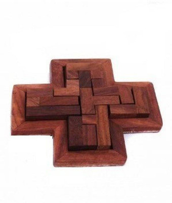 

A2Z Selling Handmade Indian 9-Pieces Plus Board Cross Jigsaw Puzzle Game - Wooden Toy Game - Brain Treasure | Best Gift Option for Your dear's Birthday / Christmas (Xmas) / New Year Board Game