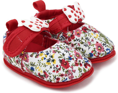 

Superminis Baby Girls Cotton Flower Print Thick Sole Booties/ Sandal Booties(Toe to Heel Length - 11 cm Red)