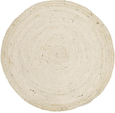 Handicraft-Palace Beige Jute Area Rug(2 ft,  X 2 ft, Circle)