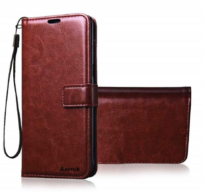 Aarnik Flip Cover for Wallet Book Design Credit Card Slot With Pu Leather Flip Case Cover For Moto E5 Plus(Brown, Shock Proof)