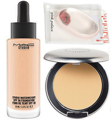 

pink palace Silicon Puff, Mac Studio Perfect Compact , Studio Water Weight Foundation(Set of 3)