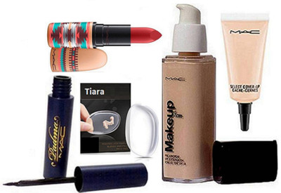 

tiara Silicon Puff, Makeup Foundation,Padma Eyeliner,Select Cover Up Concealer,vibe tribe Lipstick(Set of 5)
