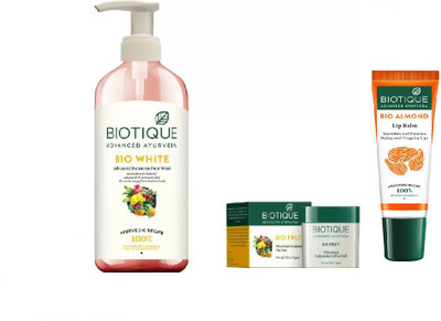 BIOTIQUE BIO Advanced Fairness Face Wash, Bio Fruit Face Pack, LIP CARE(Set of 3)