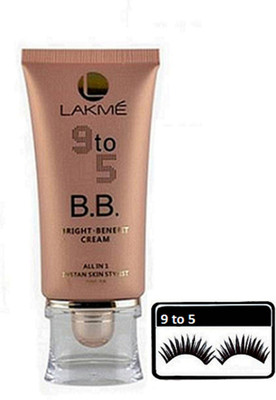 9 to 5 Eyelashes & Lakme BB Bright Benefit Cream(Set of 2)