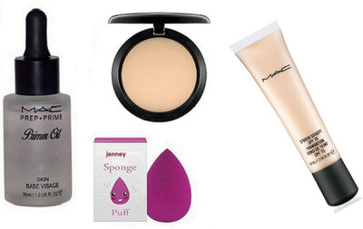 

jenney Sponge Puff & Mac Prep+Prime Highlighte With Studio Fix Compact &Studio Sculpt Foundation(Set of 4)