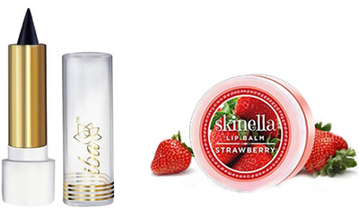 

iba halal Pure Eyes Natural Kajal, Black and Strawberry lip balm combo(Set of 2)