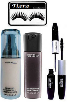 

tiara Eyelashes, Match Master Foundation,Prep+Prime Infusion Face Serum,Eyeliner & Mascara(Set of 4)