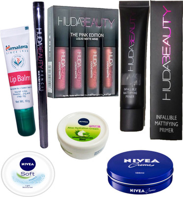

Himalaya LipCare Balm & Cold & Soft , Aloe Cream Or Waterproof Eyeliner , Mini Pink Lipstick With Primer 35 ml(Set of 7)