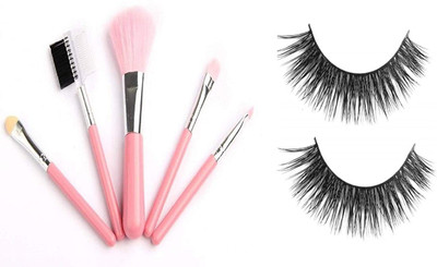 

Boldnyoung 5pc Makeup Brush set + Eyelashes(Set of 2)