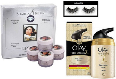 

Adorable Eyelashes, Shahnaz Husain diamond plus skin nourishing cream and Olay Imported 7-in-1 Anti Aging Day Cream 50 gm(Set of 3)