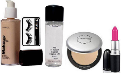 

tiara Eyelashes, Makeup Pro Longwear Foundation, Prefect Compact, Lipstick, Mineralize Charged Water Cleaner Eye Makeup Remover(Set of 5)