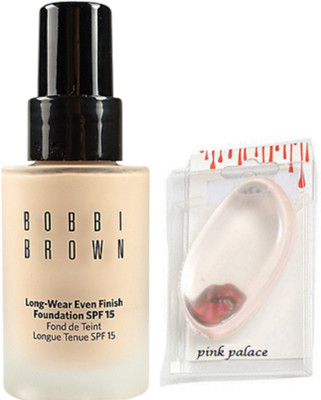 

pink palace Silicon Puff, Bobbi Brown Long Even Finish Foundation(Set of 2)