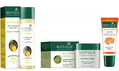 

BIOTIQUE BIO Pineapple Oil Control Face Cleanser, Bio Wheat Germ Night Cream , LIP CARE(Set of 3)