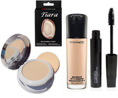 

tiara Silicone Puff & Match master Foundation,Hauty And Naughty Mascara, Compact(Set of 4)