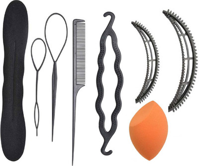 

Bella Hararo 8 Pc Set Hair Accessories, Hair Styling Tools with Half Cut Sponge Puff (Multi Color)(Set of 1)