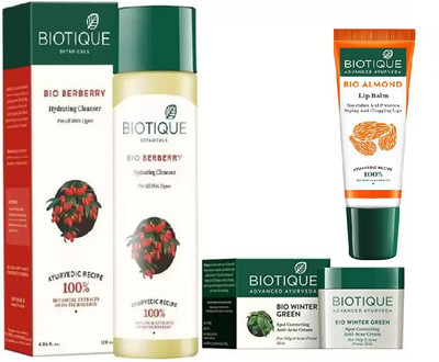 

BIOTIQUE BIO Berberry Hydrating Cleanser, Bio Winter Green Sport Correcting Anti Acne Cream , LIP CARE(Set of 3)