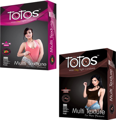 totos strawberry & CHOCOLATE dotted MULTI TEXTURE WITH DOTTED CONDOM FOR MEN Condom Condom(Set of 2, 2S)